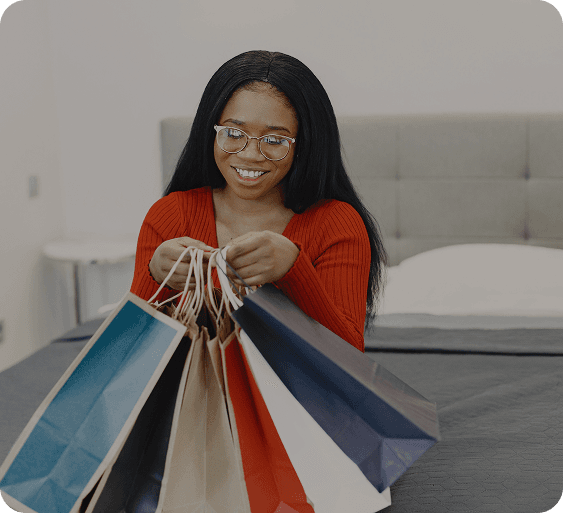 Woman spending her money with StelWallet